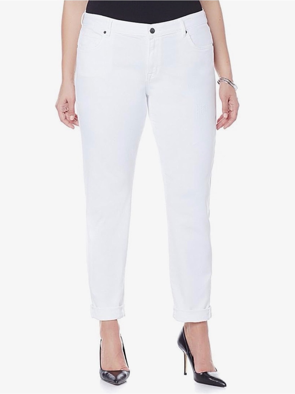 By Cookie Johnson Women's White Straight Jeans — Stretch Slim Fit Size 32